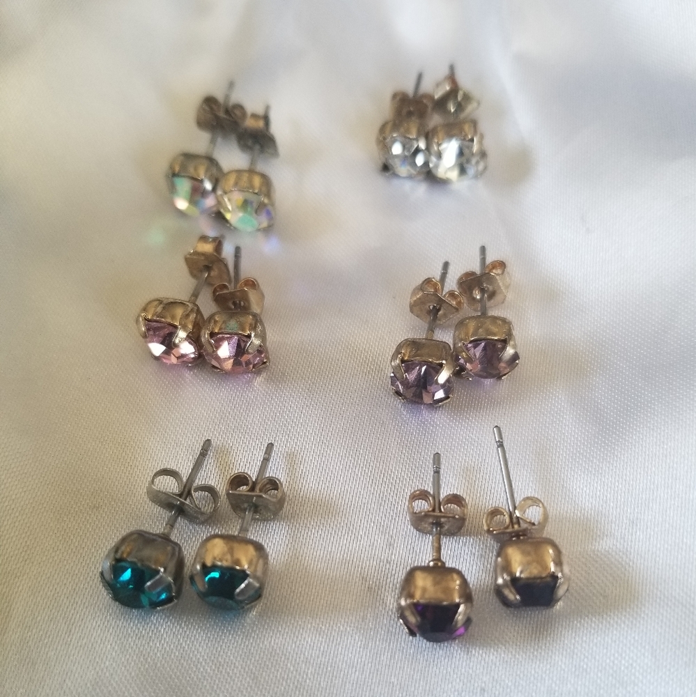 Gold gem earring bundle